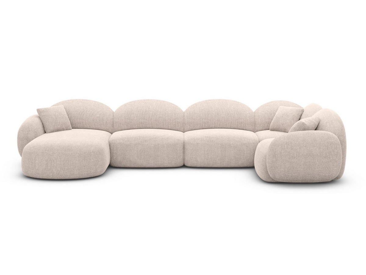 WOHNLANDSCHAFT Mirello U-Form Beige Strukturstoff - Beige, Textil (333/77/193cm)