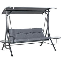 HOLLYWOODSCHAUKEL aus Stahl 271 x 125 x 177 cm in Grau mit verstellbarem Sonnendach - Grau, Metall (125/177/271cm) - Modfu