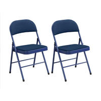 KLAPPSTUHL 2er-Set - Samt & Metall - Blau - ORTENSIA - Blau, Textil (49/79/46cm) - Vente-Unique