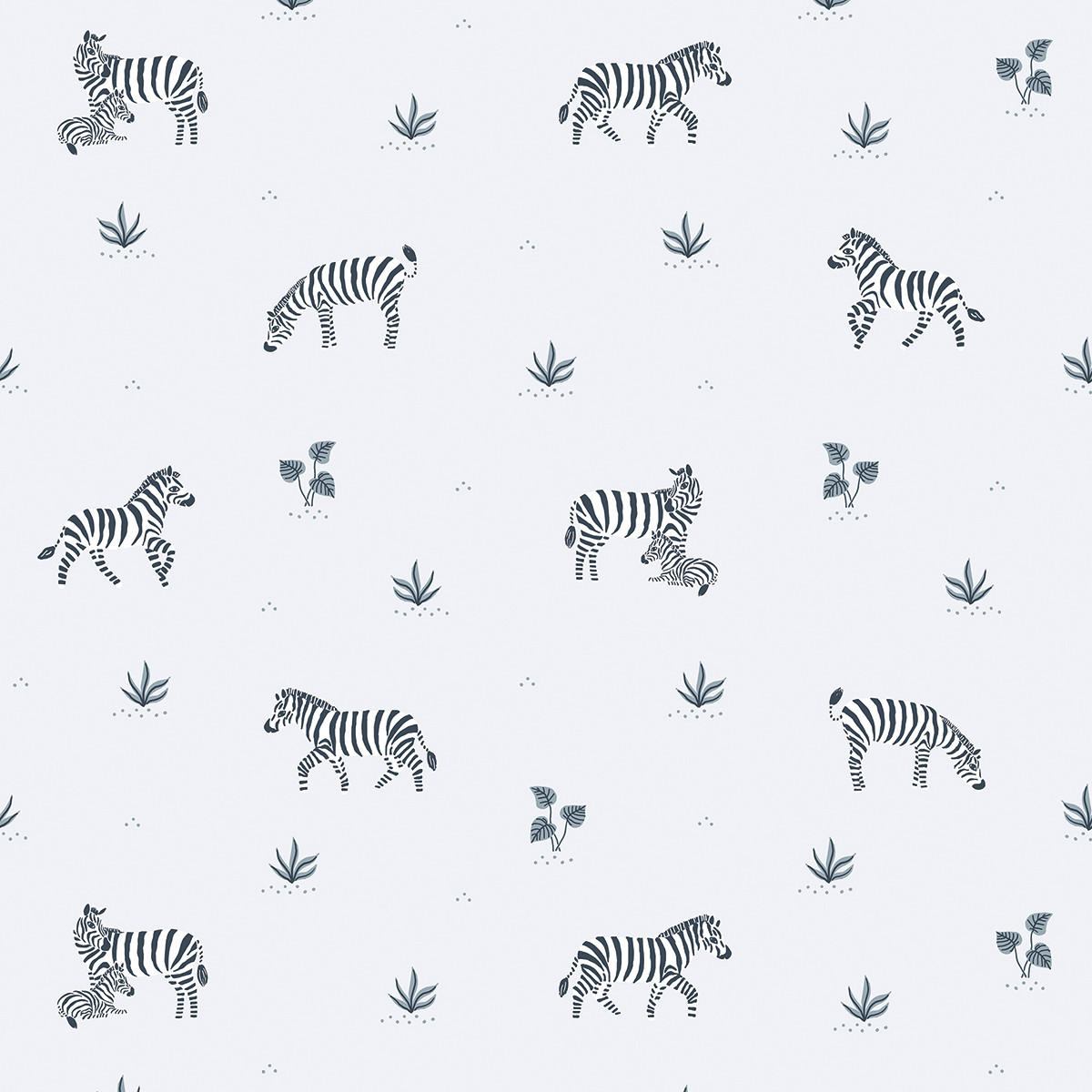 VLIESTAPETE Tanzania, Zebra 50 cm x 10m , blau - Blau, Papier (50/1000cm) - Lilipinso