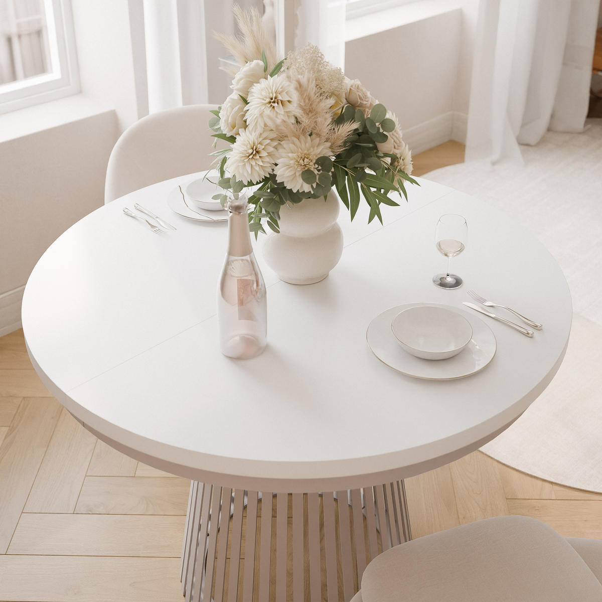 AUSZIEHTISCH AUREA 100-180/75 cm, Kaschmir / Weiß - Kaschmir/Weiß, Holzwerkstoff/Metall (100/100/75cm) - Idohome