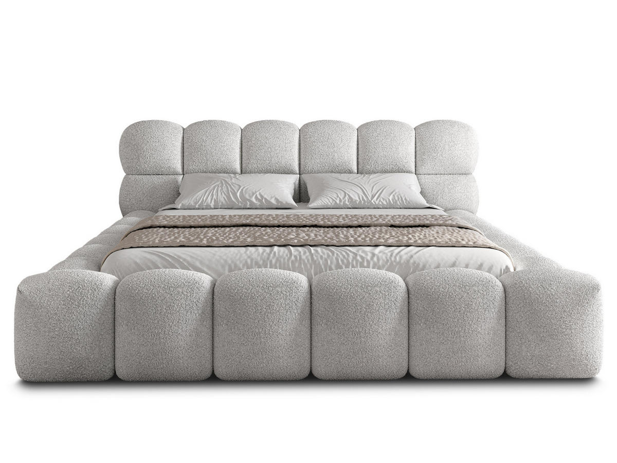 POLSTERBETT Mira 1 Creme 180/200 cm Boucle mit Bettkasten - Creme, Textil/Metall (180/200cm) - wonello
