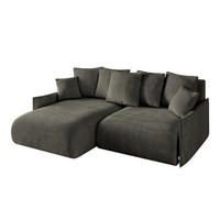 ECKSOFA mit Schlaffunktion und Bettkasten ONESK-L -v1 208x165x40 Schwarz Velours - Schwarz, Holzwerkstoff/Kunststoff (208/165cm) - ALTDECOR