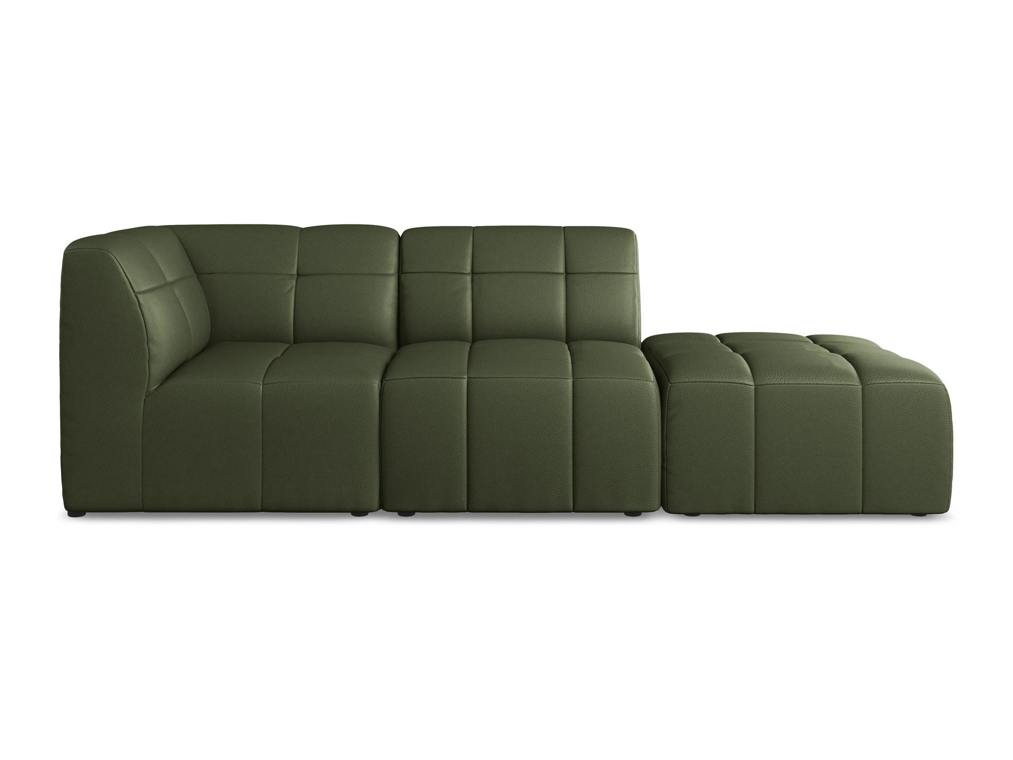 ECKSOFA Rechts Kunstleder Grün - Schwarz/Grün, Holzwerkstoff/Kunststoff (240/90cm) - Makamii
