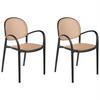 GARTENSTUHL 2er-Set Schwarz Povoletto - Beige/Schwarz, Kunststoff (50/85/50cm) - Beliani