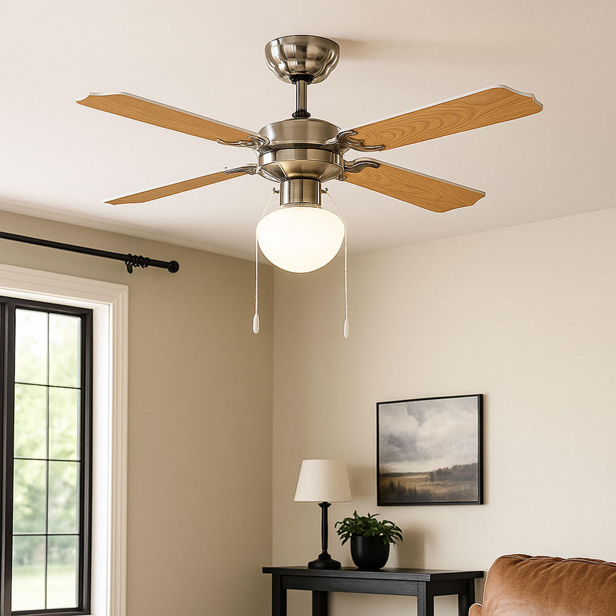 LED DECKENVENTILATOR Metall Silber - Silberfarben, Glas (106.6/106.6/41.5cm)