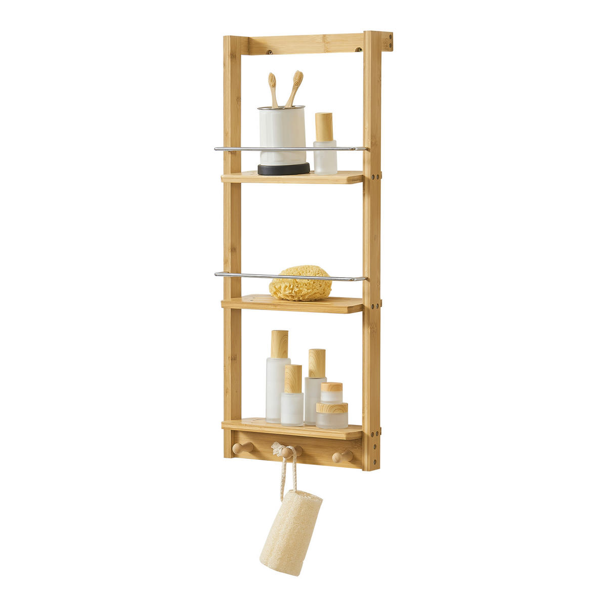 BADEZIMMERREGAL Lidingö - Naturfarben, Holz (28.5/70/10cm) - [en.casa]