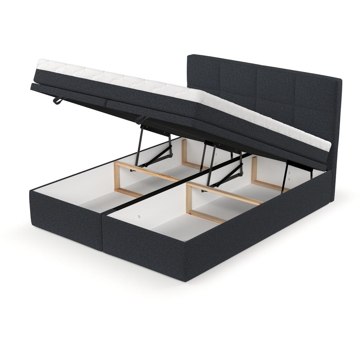 BOXBETT Tessa 140/200 cm Anthrazit im Riva Stoff - Anthrazit/Schwarz, Holz/Holzwerkstoff (140/200cm) - AltaBeds
