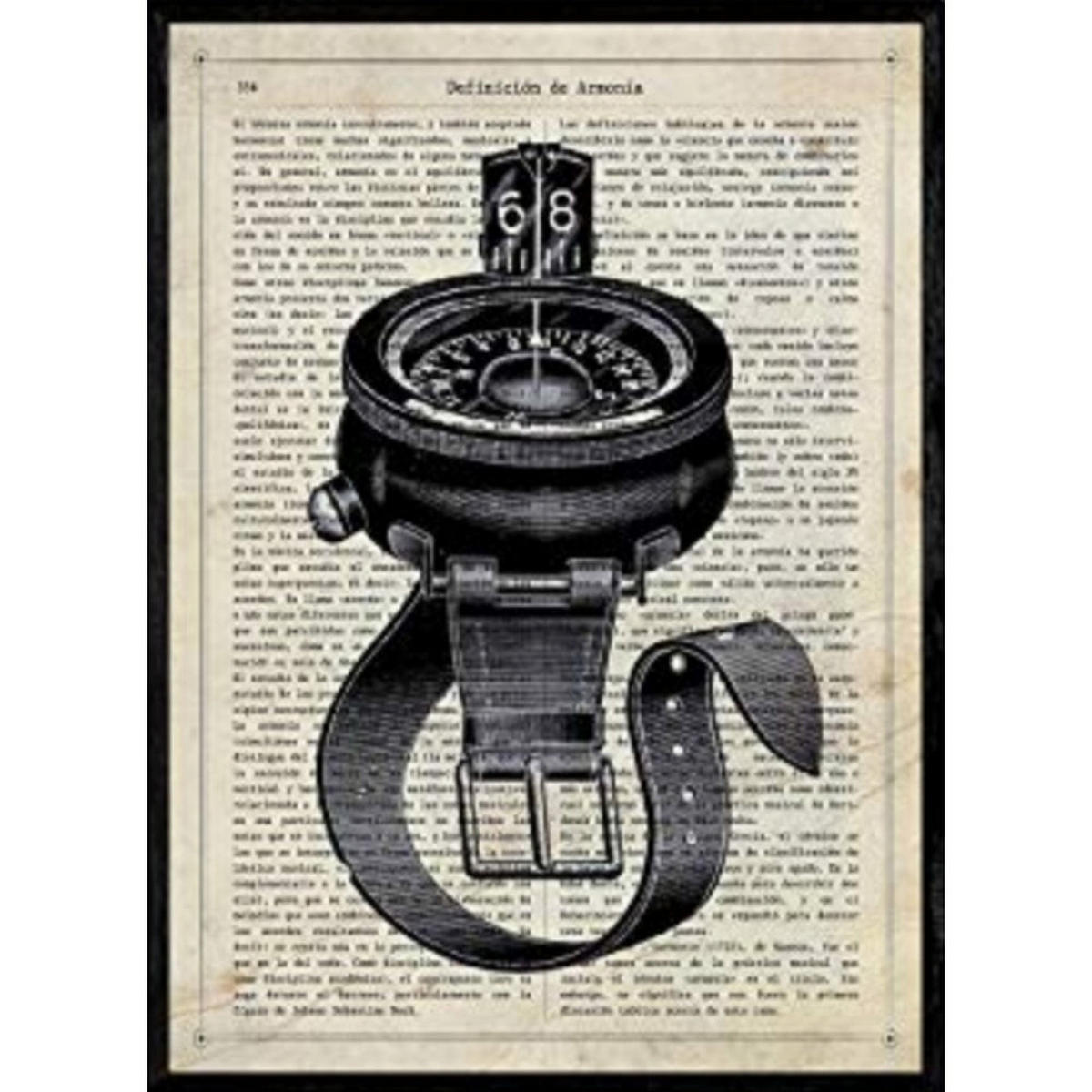 POSTER Kompass Des Wassers A4 Schwarzer Rahmen - Schwarz, Papier (29.7/5/21cm) - Nacnic