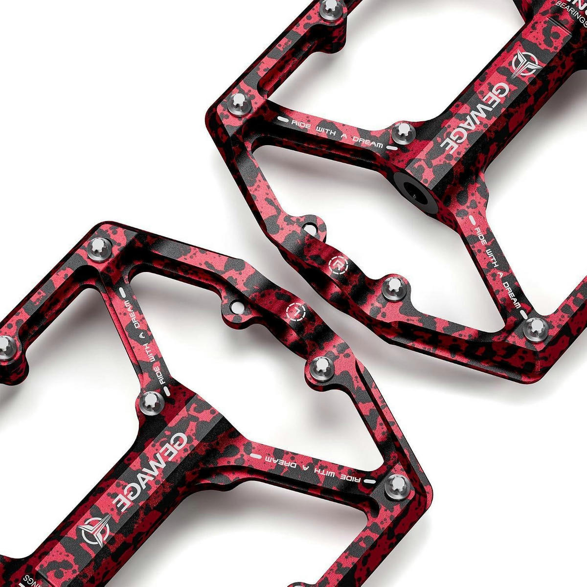 FAHRRADPEDALE Rennrad/Mountainbike Aluminiumlegierung Rot Tarnmuster - Multicolor, Metall (10/1.4/10.4cm)