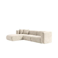 ECKSOFA L-Form, Velvet-Stoff Bluvel, Creme, Links, GRETA - Creme, Holz (318/179cm) - Kaiser Möbel
