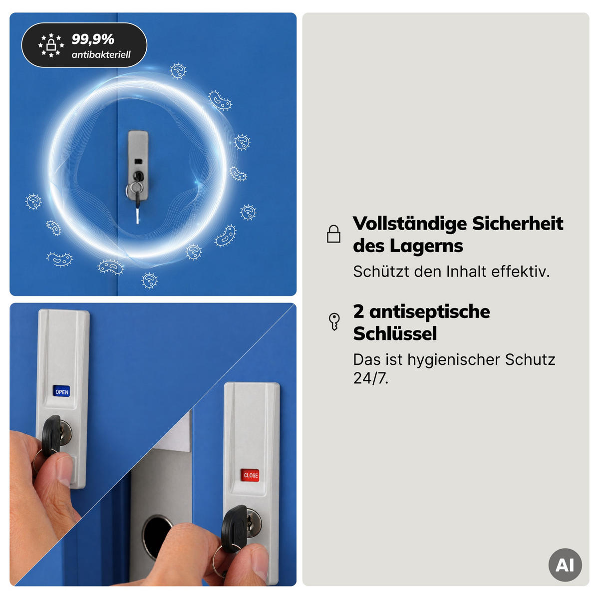 SCHIEBETÜRENSCHRANK KUBA 185x90x40 cm - Blau/Grau, Metall (90/185/40cm) - Jan Nowak