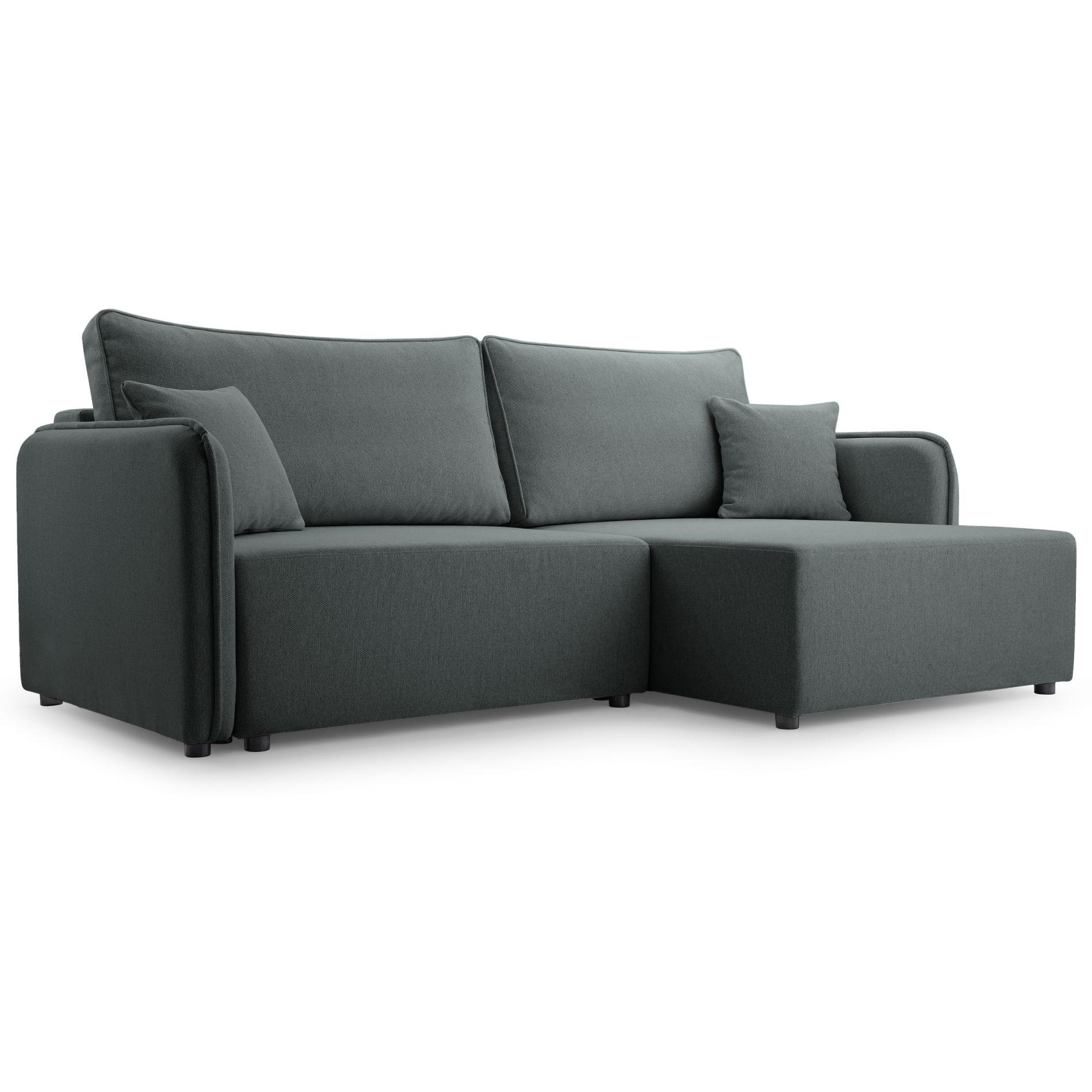 ECKSOFA Kassian, Grau Strukturstoff, rechtsseitig - Schwarz/Grau, Kunststoff/Textil (227/147cm) - Selsey