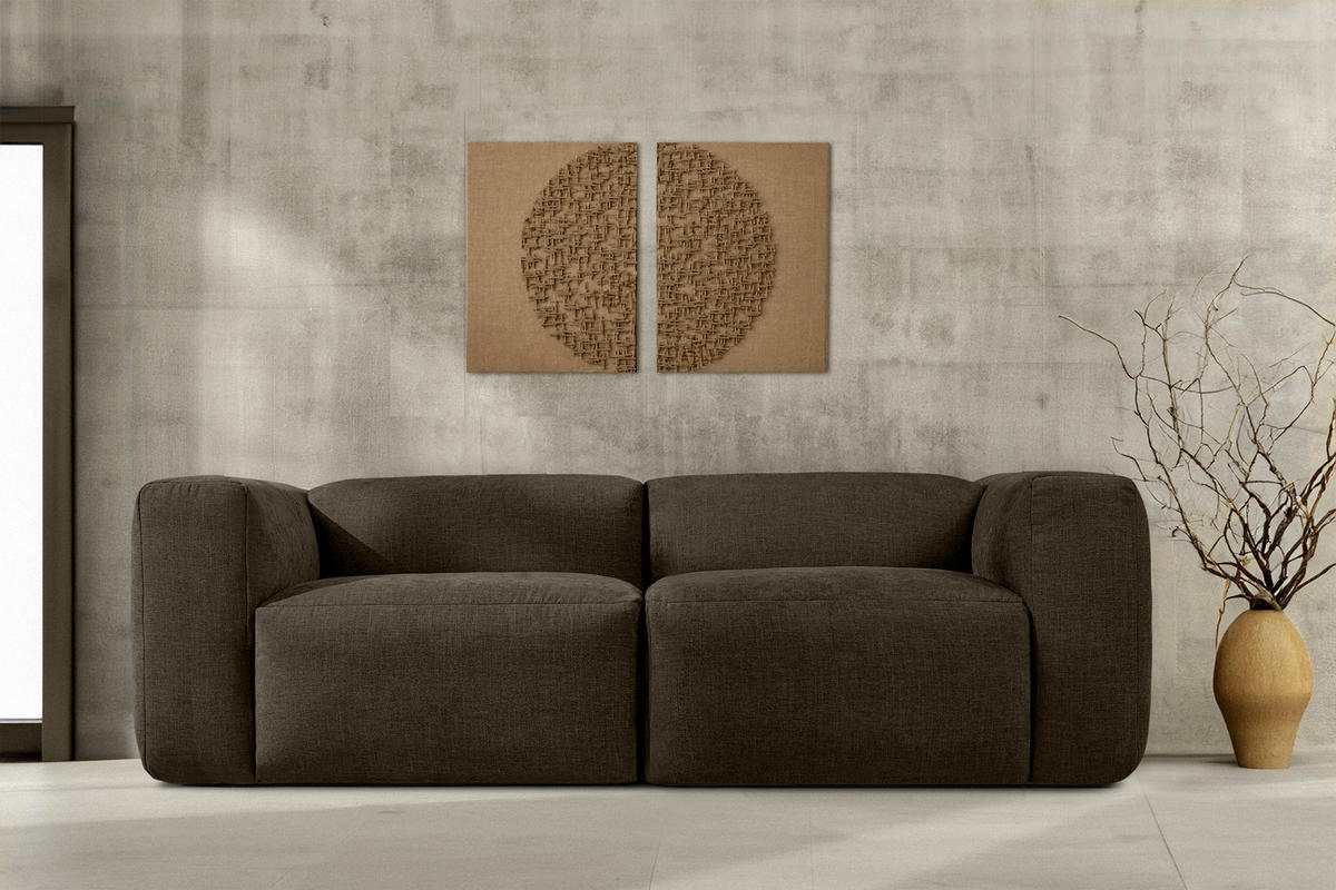 2,5-SITZER-MODULSOFA BUFFO mit extrem weicher und bequemer Sitzfläche, Gewebestoff, braun - Braun, Textil (250/73/96cm) - KONSIMO®