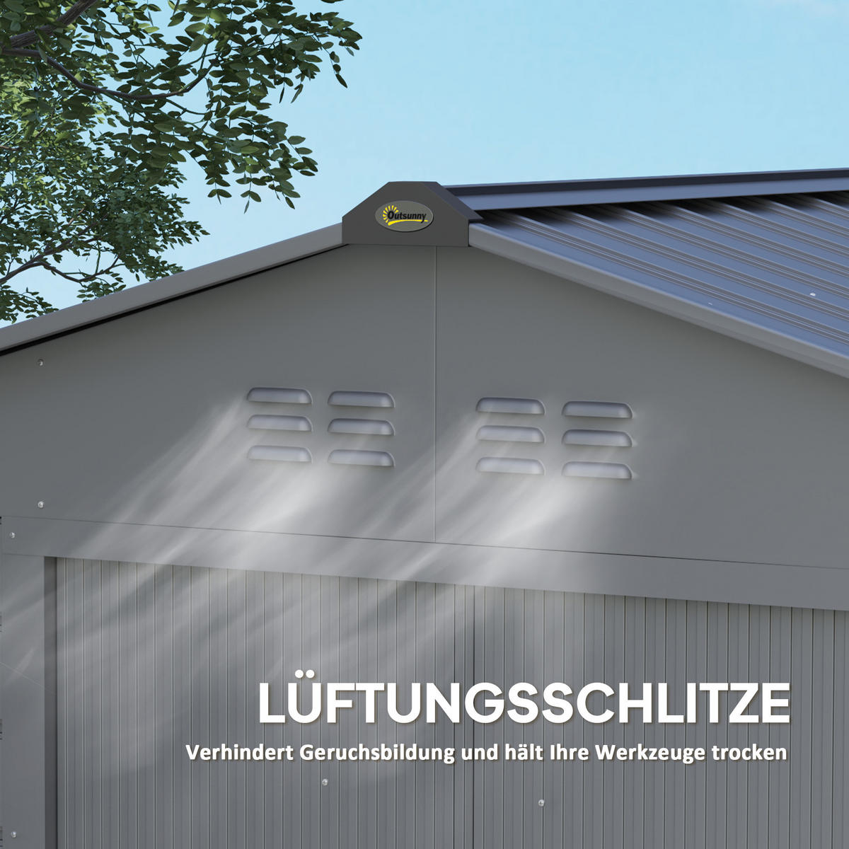 VERZINKTER Stahl 213x131x192cm - Grau, Metall (131/192/213cm) - Outsunny