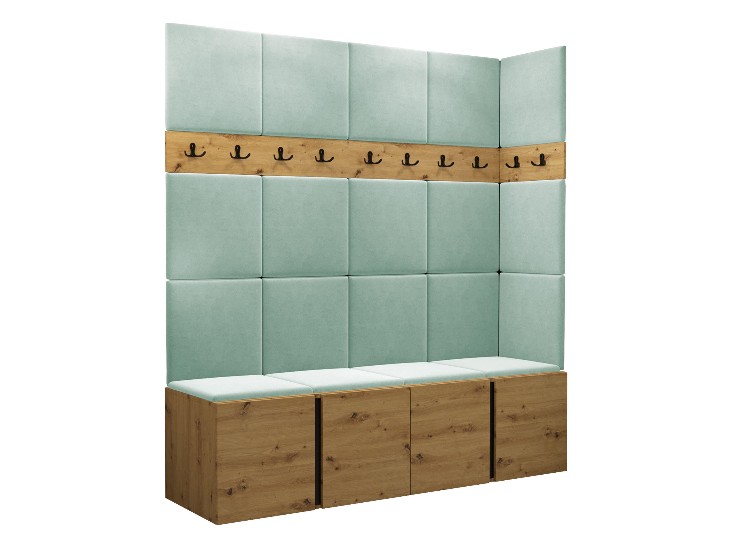 GARDEROBEN-SET Orion II - Eiche Artisan/Mintgrün, Holzwerkstoff/Kunststoff (168/186/46cm) - MIRJAN24