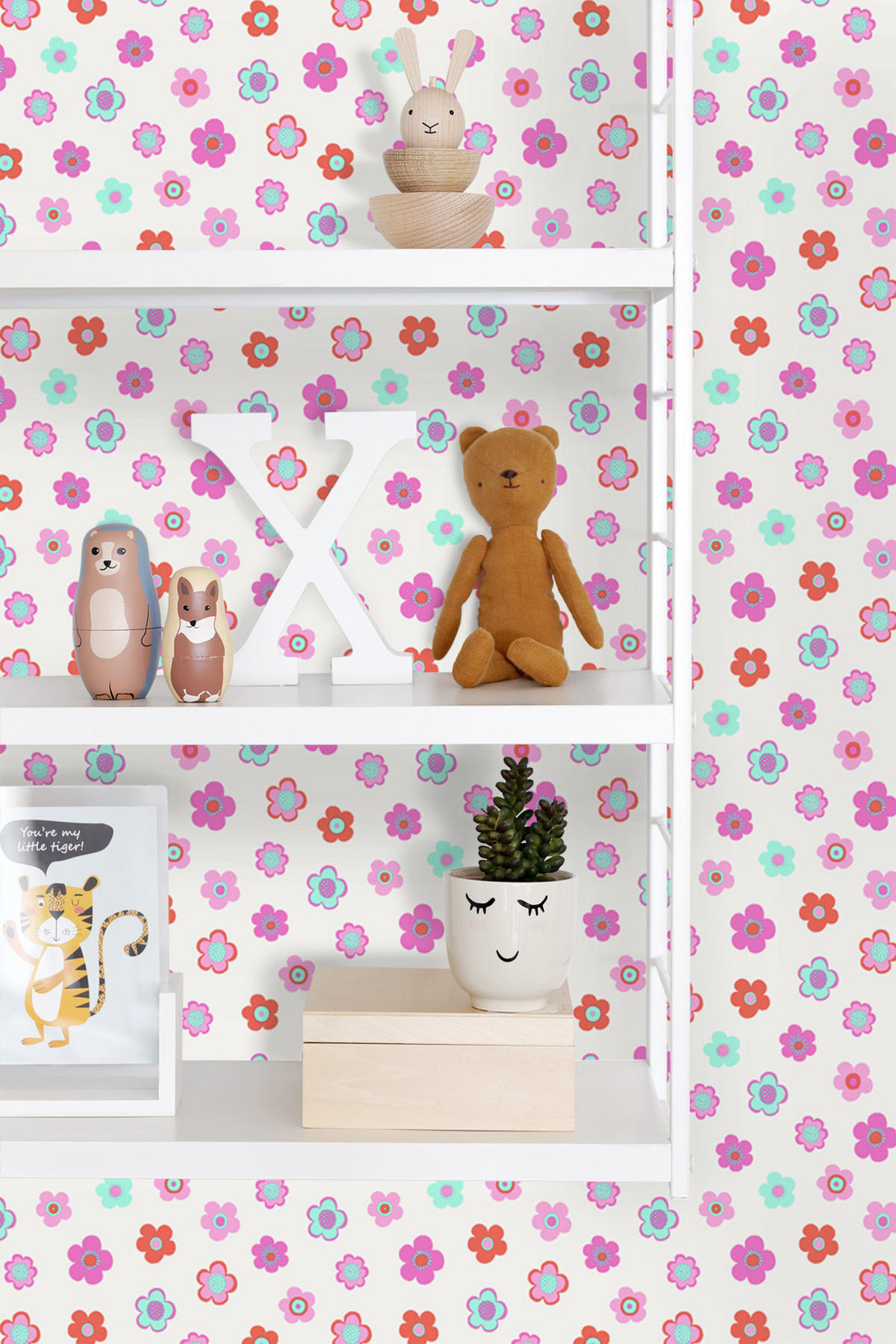TAPETE Blumenmuster 53 cm x 10.05 m - Pink, Papier (53/0.1cm) - ESTAhome
