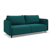 3-SITZER SOFA mit Schlaffunktion Samt Stoff Blau - Blau/Petrol, Holz/Textil (226/90/92cm) - Makamii