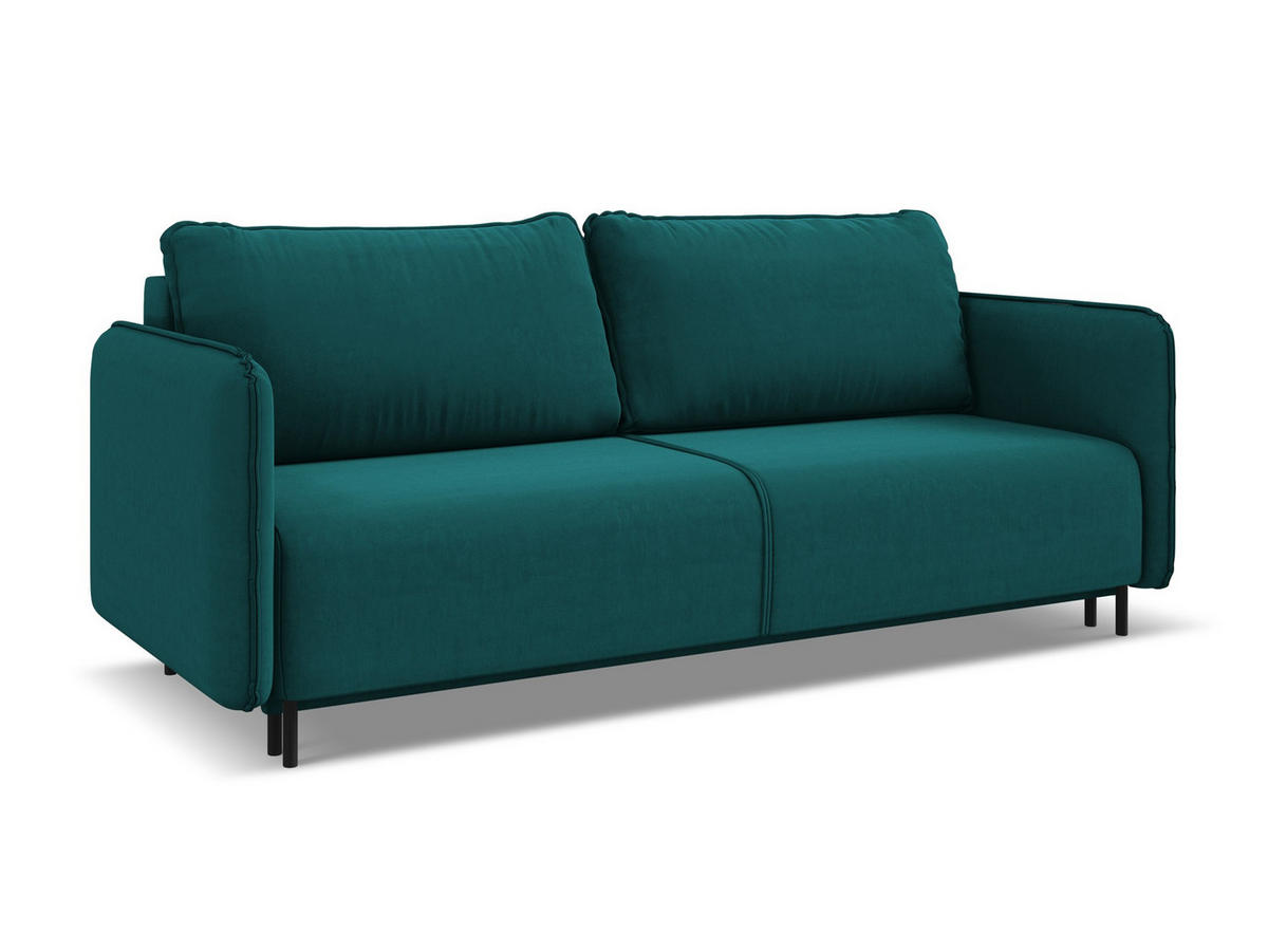 3-SITZER SOFA mit Schlaffunktion Samt Stoff Blau - Blau/Petrol, Holz/Textil (226/90/92cm) - Makamii