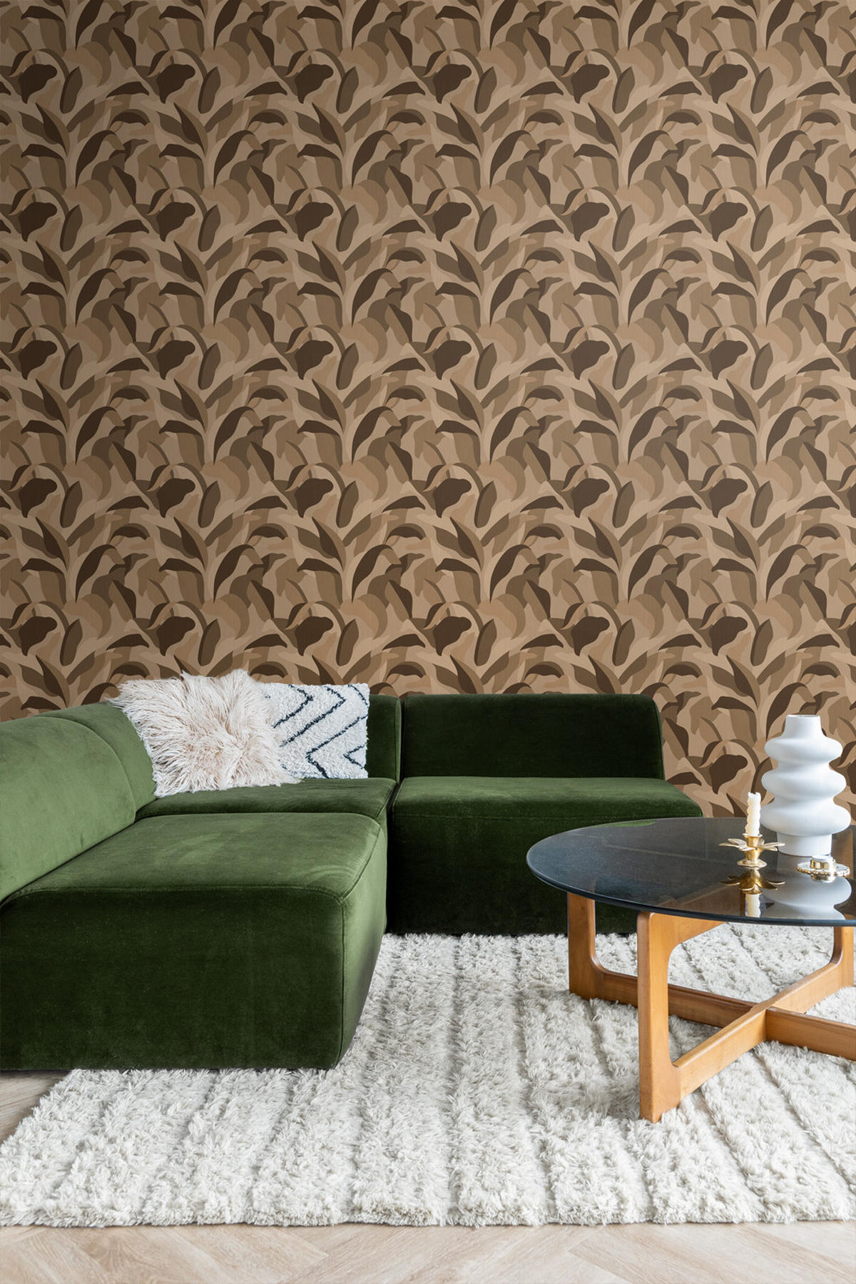 TAPETE tropische Blätter 50 x 900 cm - Braun, Papier (50/900cm) - Origin Wallcoverings