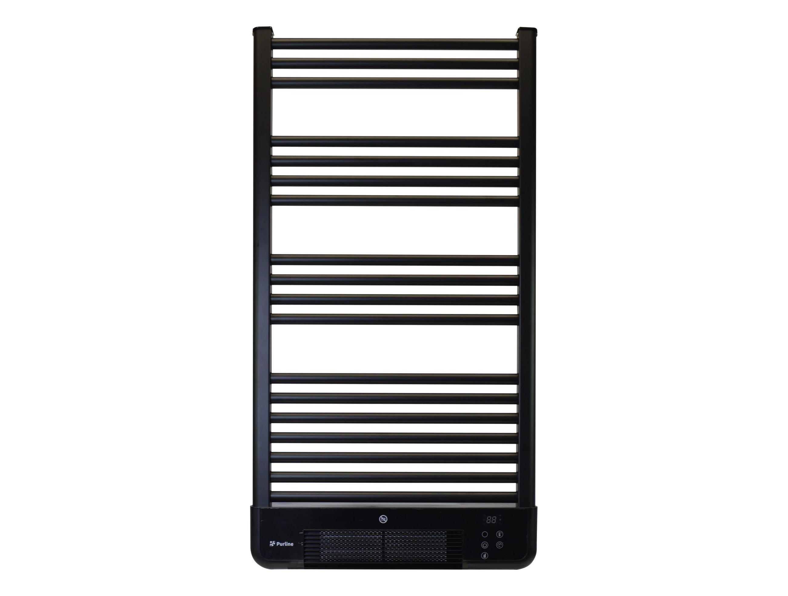 HANDTUCHTROCKNER Schwarz mit Elektrosystem und Wandhalterung 2000 W - Schwarz, Metall (54/102/14cm) - Purline