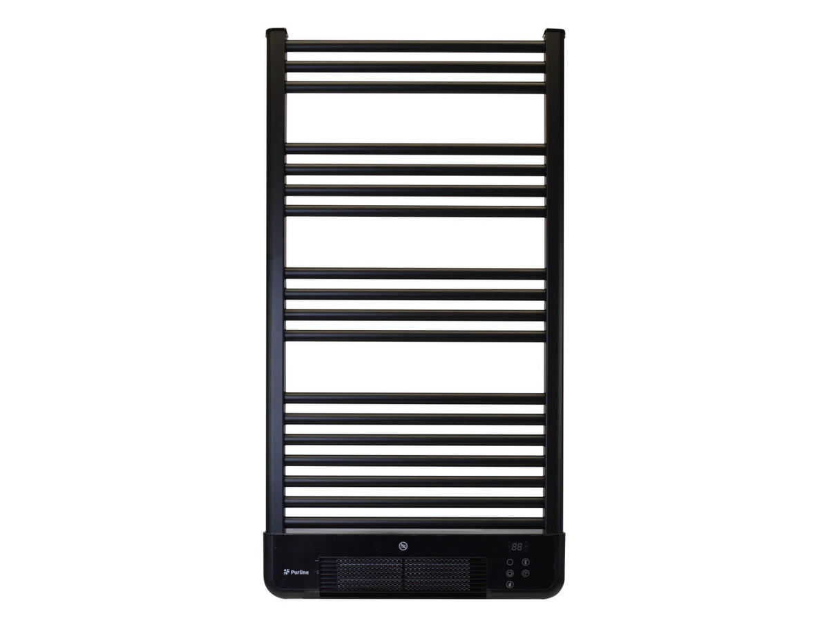 HANDTUCHTROCKNER Schwarz mit Elektrosystem und Wandhalterung 2000 W - Schwarz, Metall (54/102/14cm) - Purline