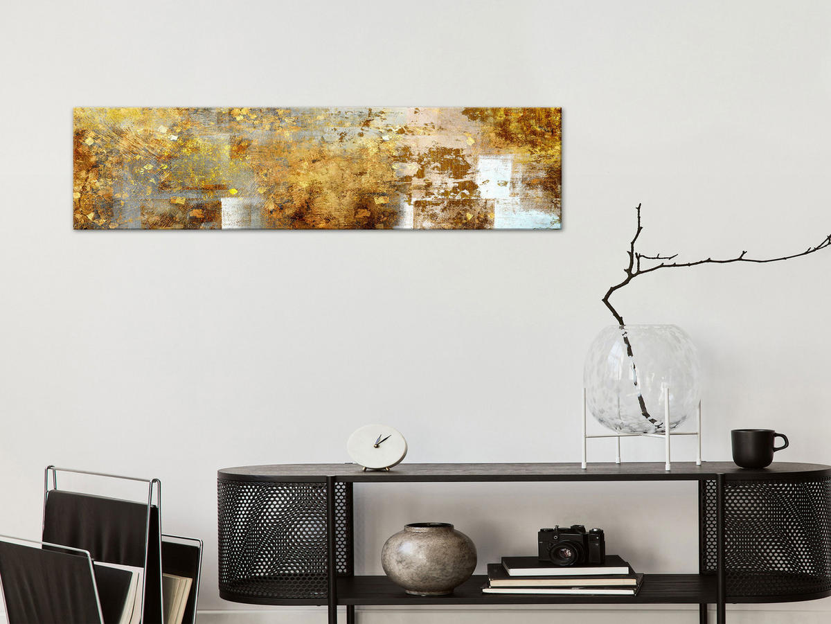 KUNSTDRUCK Gold 150/50 cm - Goldfarben/Grau, Textil (150/50cm) - KUNSTLOFT