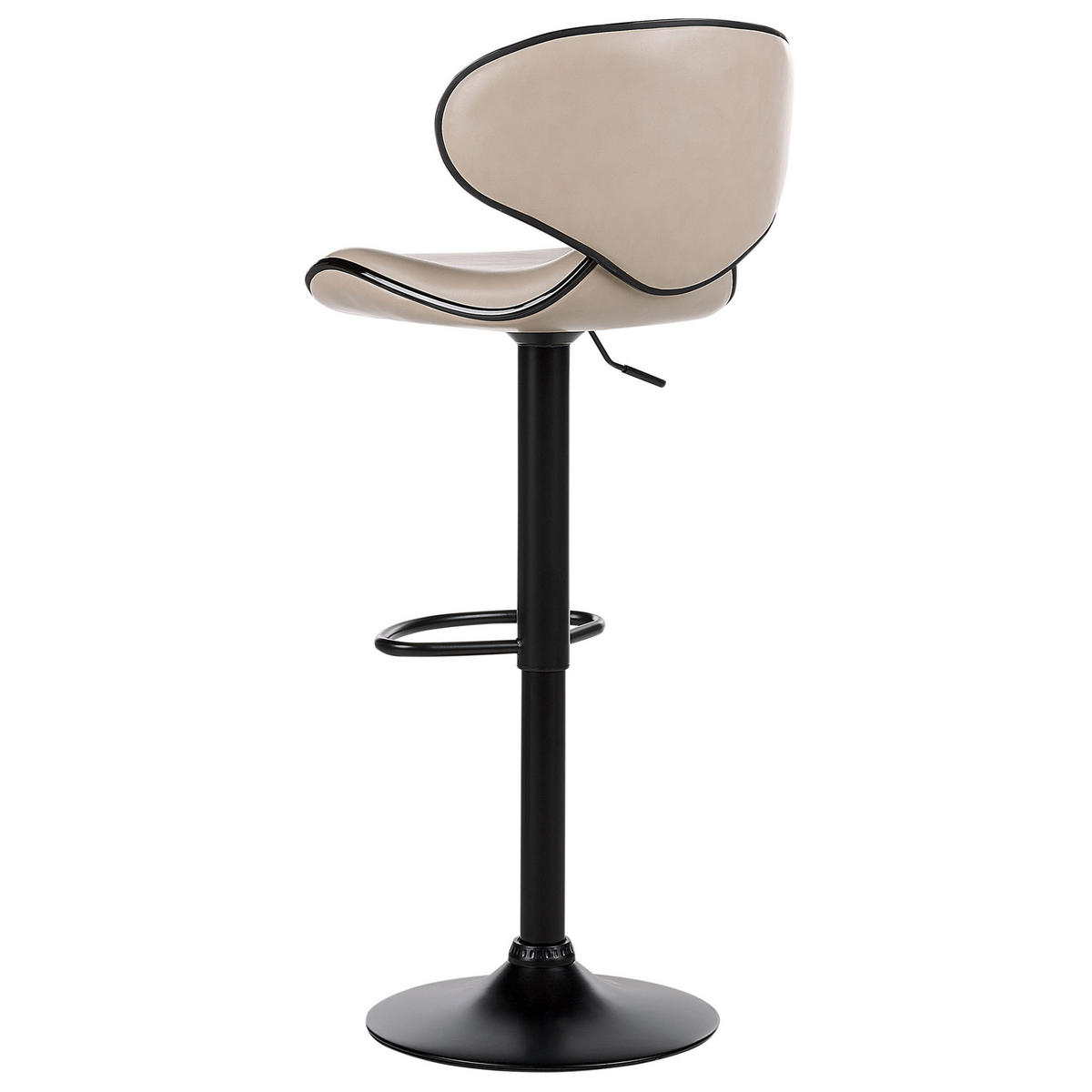BARHOCKER 2er-Set Kunstleder hellbeige/schwarz höhenverstellbar Conway - Beige/Schwarz, Kunststoff (46/50cm) - Beliani