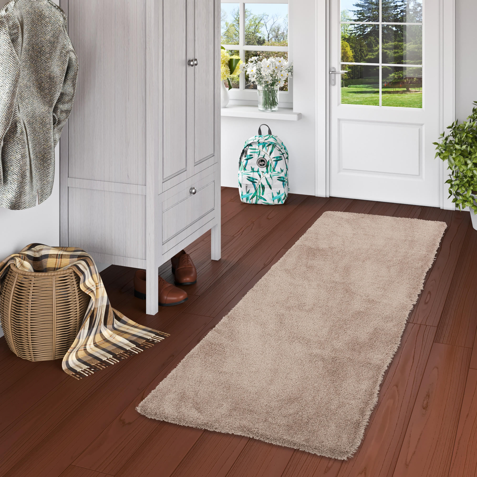 LUXUS HOCHFLOR LANGFLOR TEPPICH LÄUFER HARMONY - Taupe, Textil (80/160cm) - Snapstyle