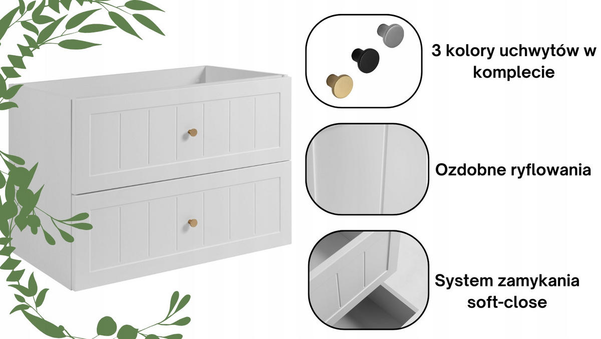 WASCHBECKUNTERSCHRANK + HÄNGESÄULE GUSTO 80cm Mattweiß - Weiß, Holzwerkstoff (80/58/46cm) - Rodan