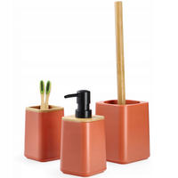 BADEZIMMERSET Seifenspender + Badezimmerbecher + Toilettenbürste, rosa - Rosa, Kunststoff (9/32cm) - KADAX