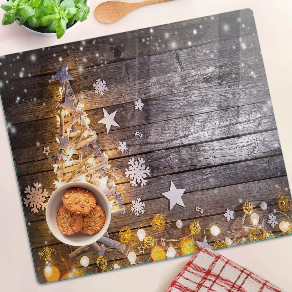 GLASPLATTE 60x52 cm Weihnachtsbaum - Braun, Glas (60/0.4/52cm) - TULUP
