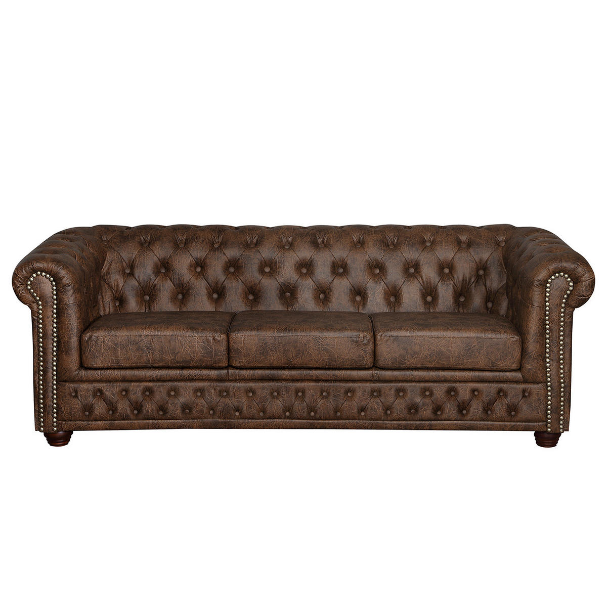 3-SITZER SOFA - Dunkelbraun, Kunststoff (203/72/86cm) - home24