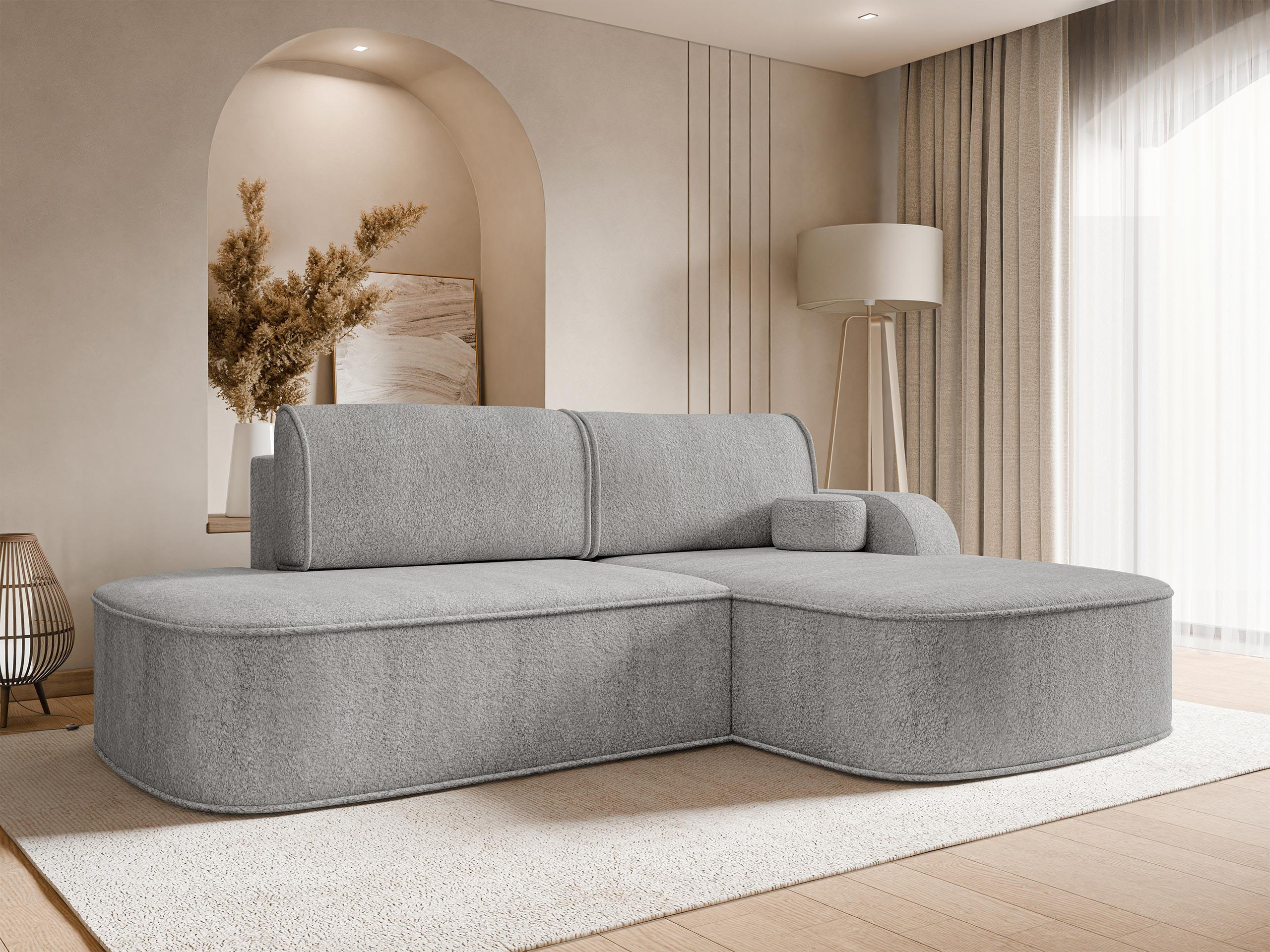 Thumbnail - Mirjan24 Ecksofa, Hellgrau, Textil, 4-Sitzer, Ottomane rechts,L-Form, 256x177 cm, Wohnzimmer, Sofas & Couches, Wohnlands...