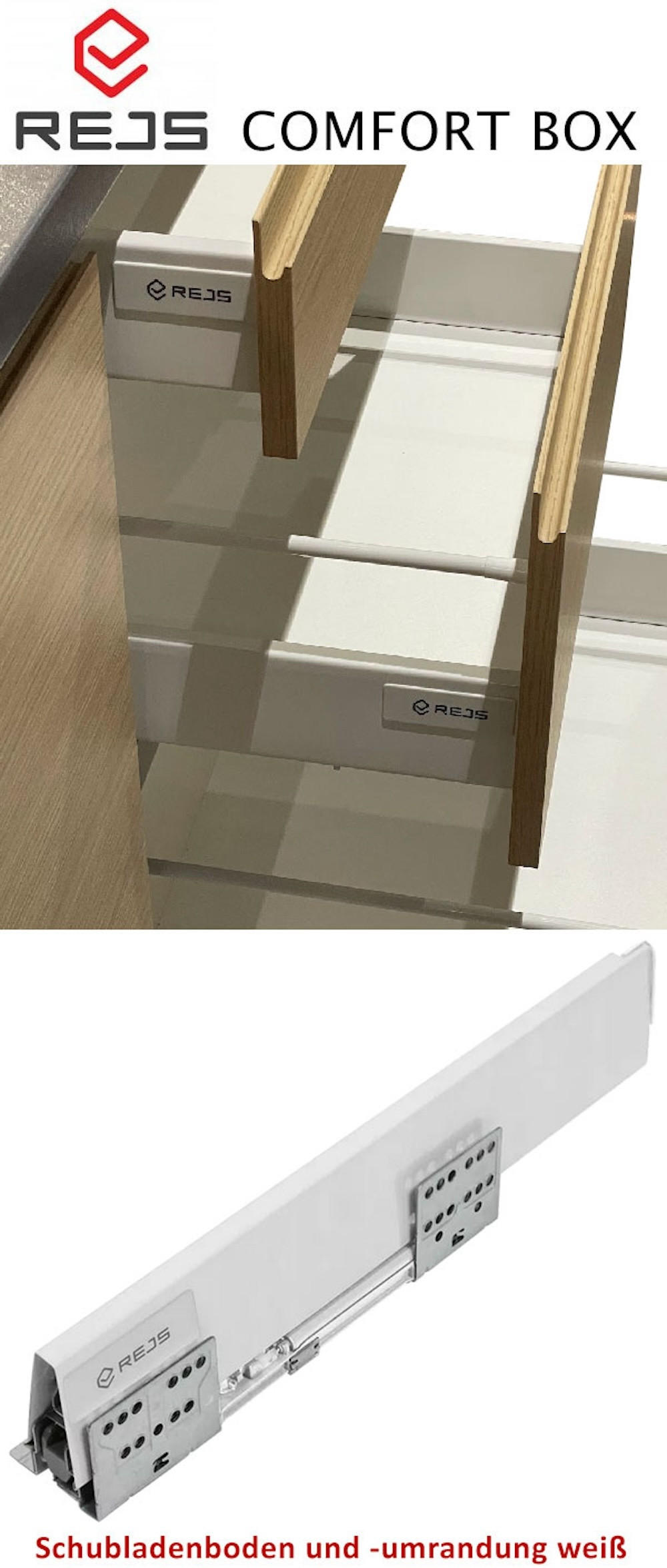 WINKELKÜCHE Elbing weiß matt / grau matt 9-teilig mit Vollauszug (REJS Comfort Box) - Weiß/Grau, Holzwerkstoff/Metall (284/228/183cm) - Feldmann-Wohnen