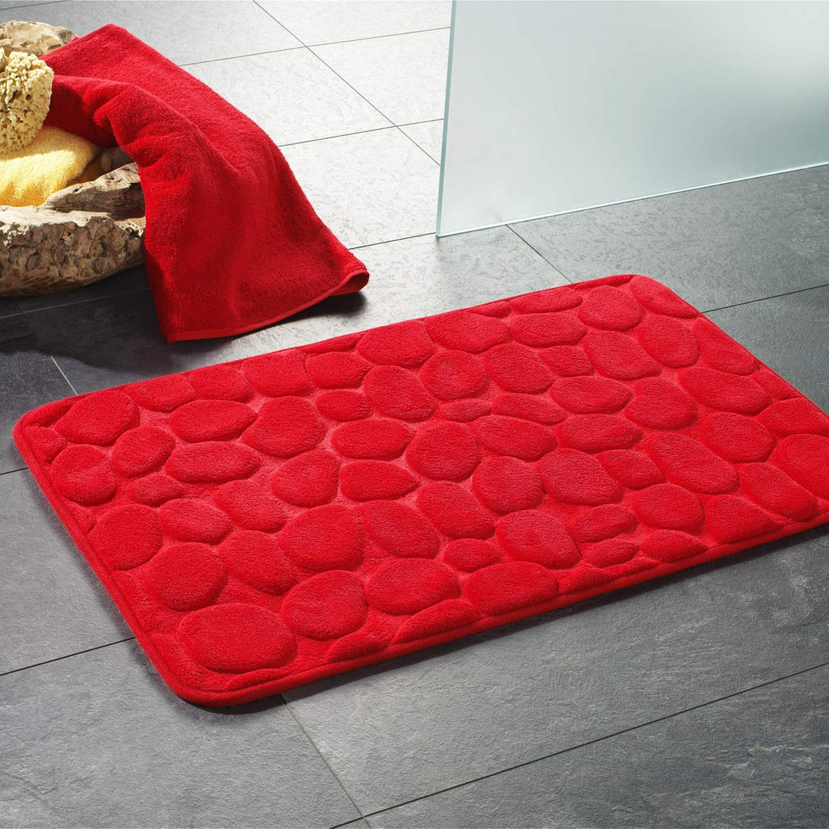 MEMORYSCHAUM BADEMATTE LONDON - Rot, Textil (60/100cm) - WohnDirect