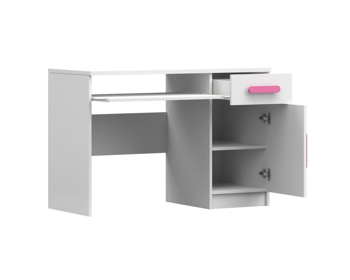 KINDERSCHREIBTISCH INGE 08 110/75/50 cm Weiß/Rosa - Weiß/Rosa, Holzwerkstoff (110/75/50cm) - Deine Möbel 24