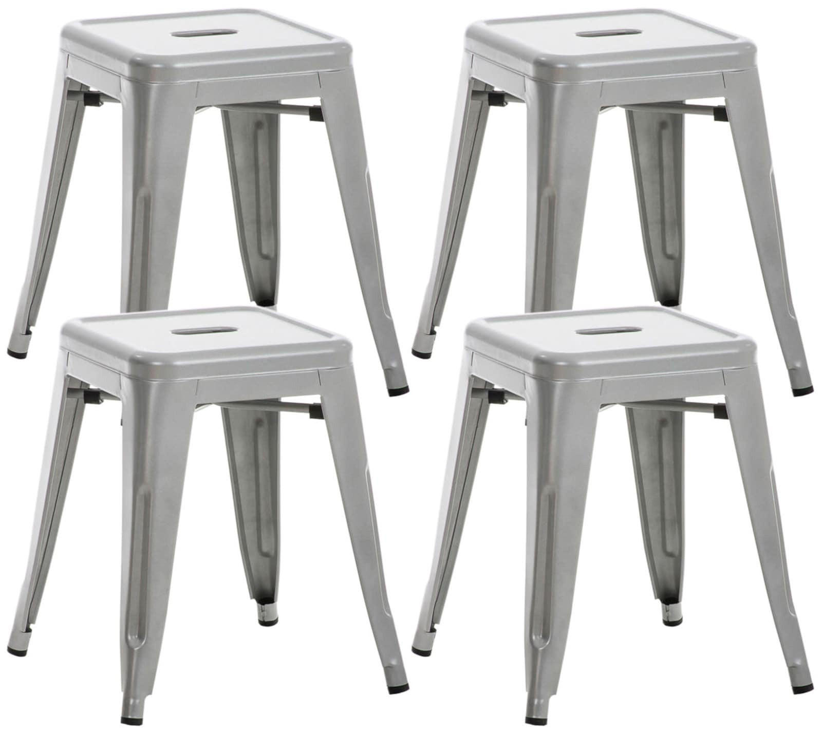 SITZHOCKER 4er Set Arvida silber - Grau, Metall (40/46/40cm) - TPFLiving
