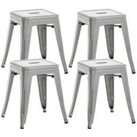 SITZHOCKER 4er Set Arvida silber - Grau, Metall (40/46/40cm) - TPFLiving