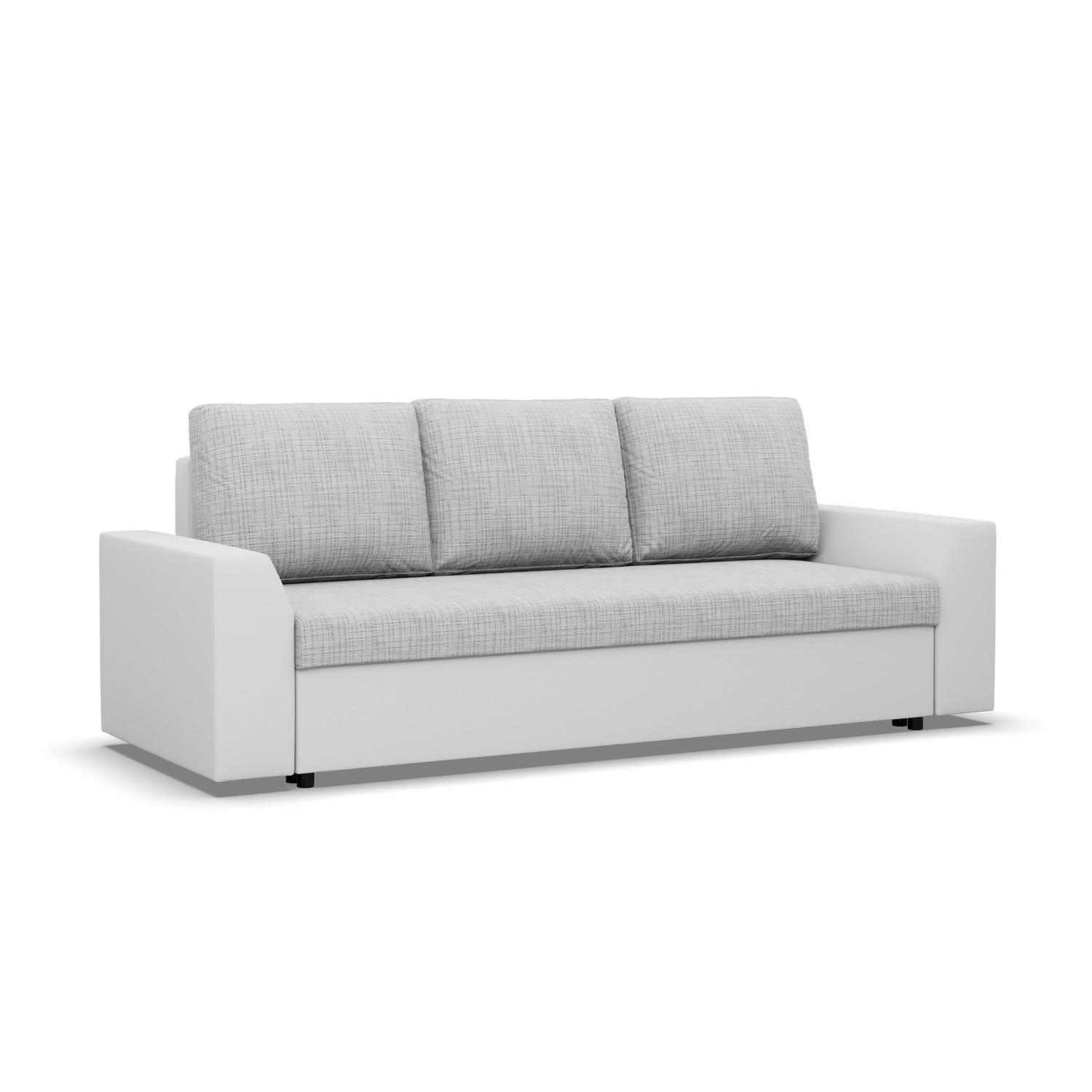 SOFA 3-SITZER MIT SCHLAFFUNKTION LUGO Grau/Weiß - Weiß/Grau, Textil (92/92/232cm) - Mebligo