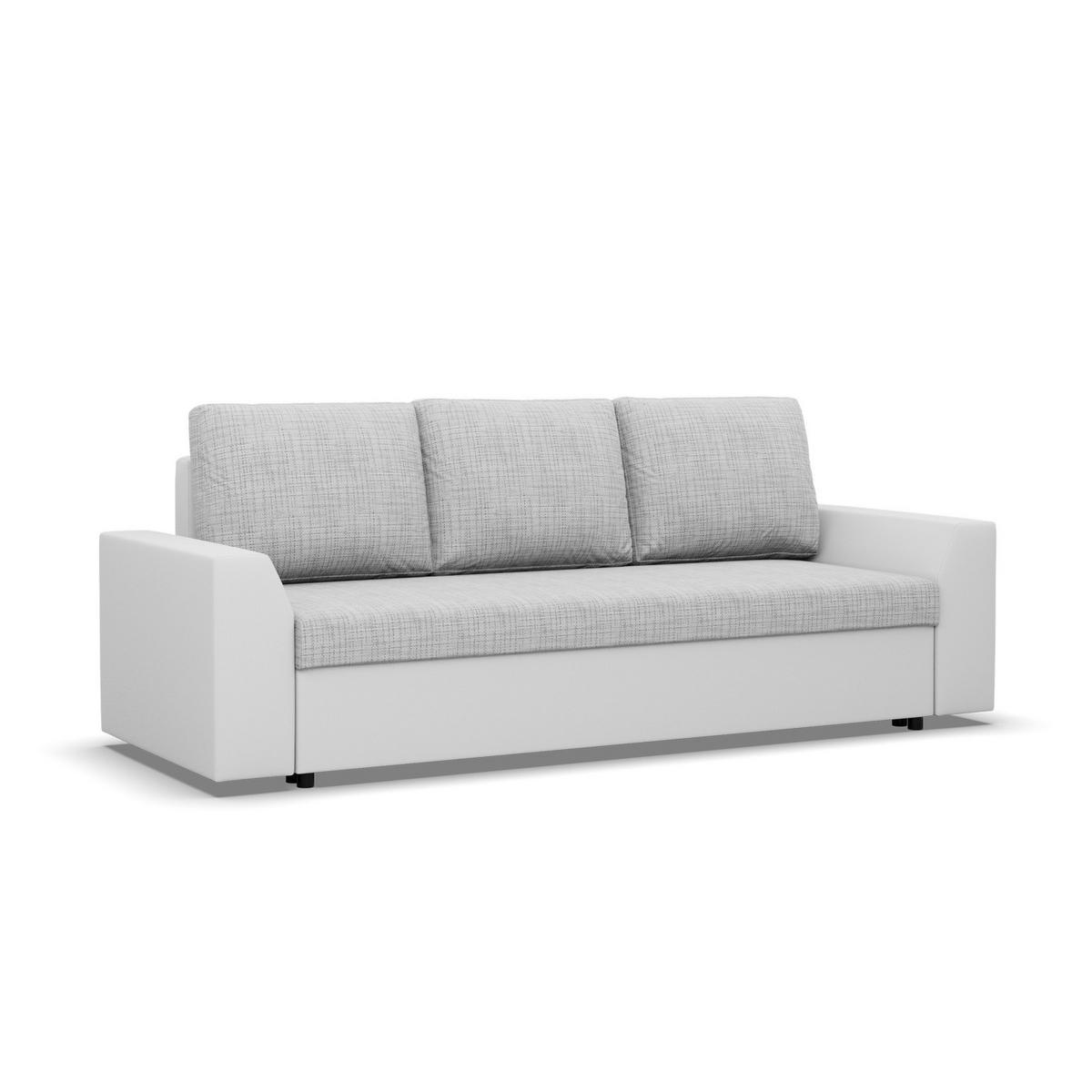 SOFA 3-SITZER MIT SCHLAFFUNKTION LUGO Grau/Weiß - Weiß/Grau, Textil (92/92/232cm) - Mebligo