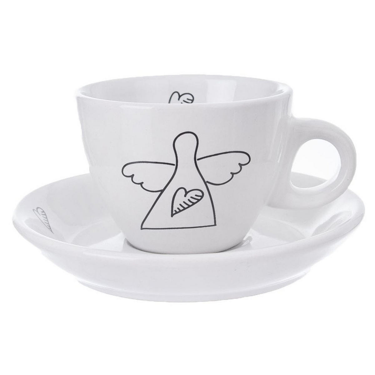 ESPRESSOTASSEN-SET ENGEL, Keramik, weiß, 2 Stk., 90 ml - Weiß, Keramik (0.09L) - Orion 