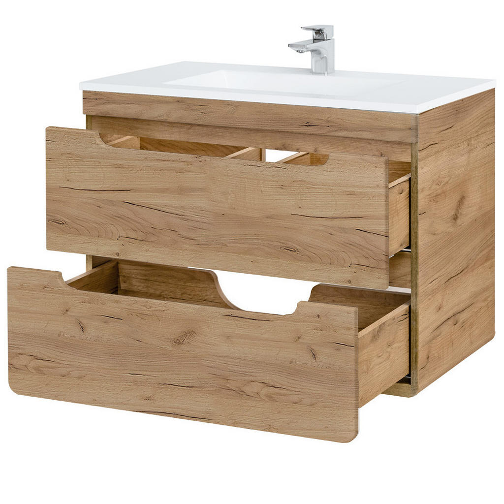 Thumbnail - Lomado Badmöbel-Set, Braun, Holzwerkstoff, 130x200x46 cm, Badezimmer, Badmöbelsets & Badmöbelserien, Badmöbel-Sets