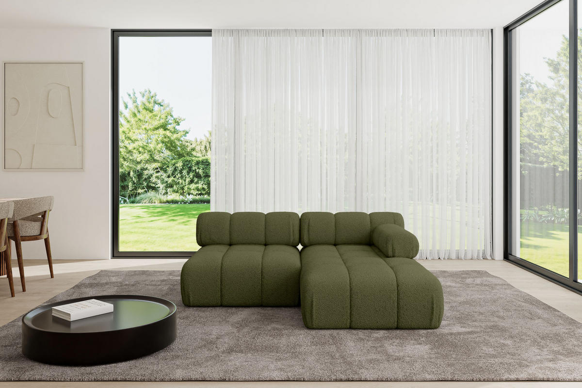ECKSOFA modulares Sofa Razon-L1 - 190x160x70 cm Grün Bouclé - Grün, Holzwerkstoff/Textil (190/160cm) - ALTDECOR