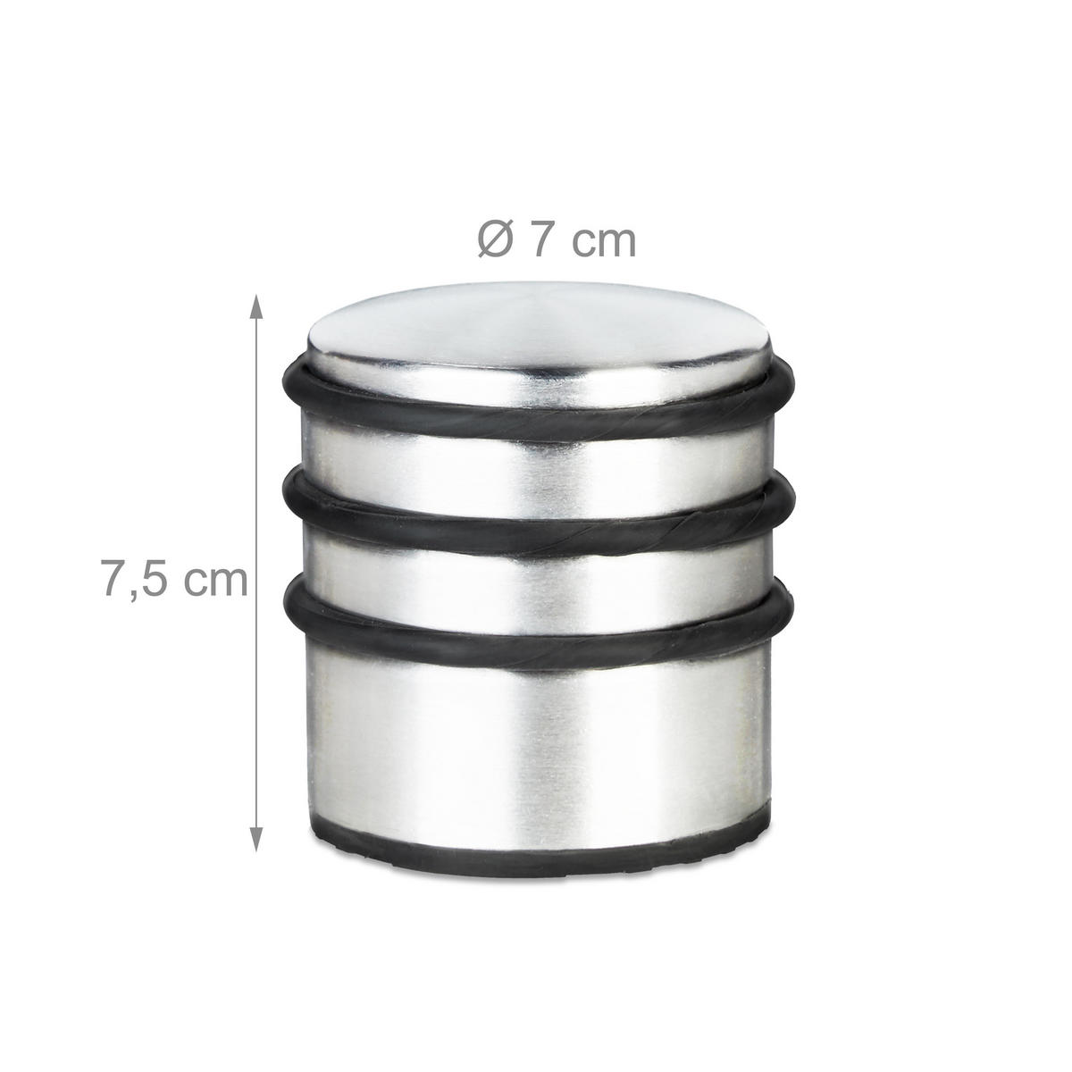 TÜRSTOPPER Silber Edelstahl rutschfest - Silberfarben, Kunststoff/Metall (7/7cm) - Relaxdays