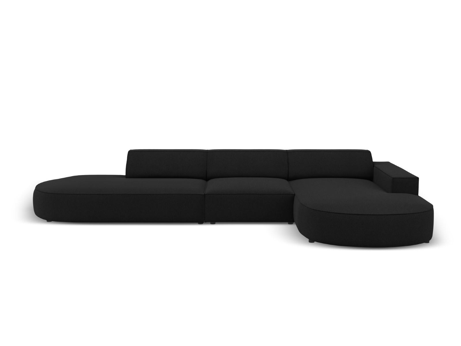 ECKSOFA rechts Jodie aus strukturiertem Stoff schwarz 4 Sitzplätze - Schwarz, Textil (166/342cm) - Micadoni