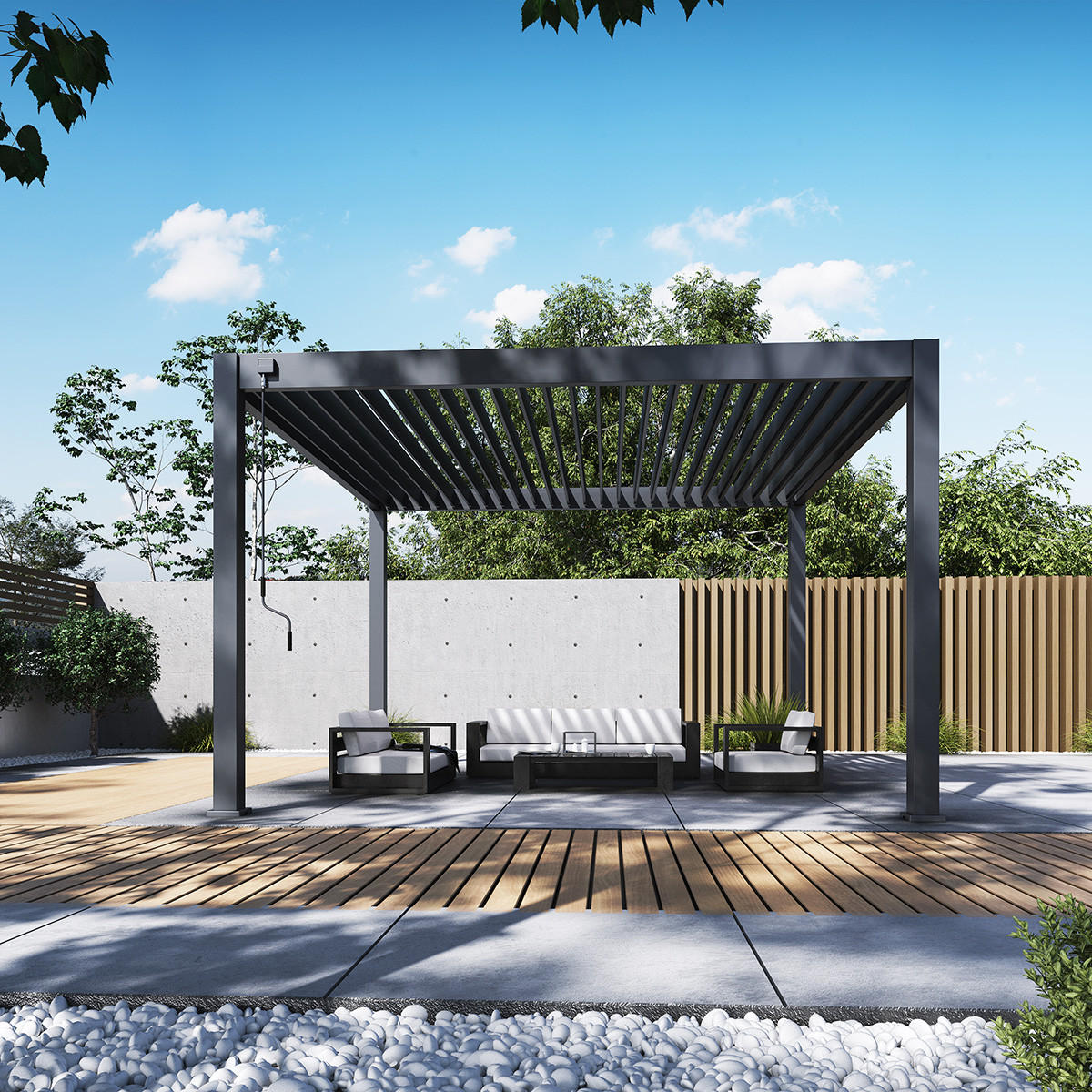PERGOLA Deluxe Plus Pavillon Terrassenüberdachung Aluminium 4 x 4 m anthrazit - Anthrazit, Metall (400/255/400cm) - WEIDE