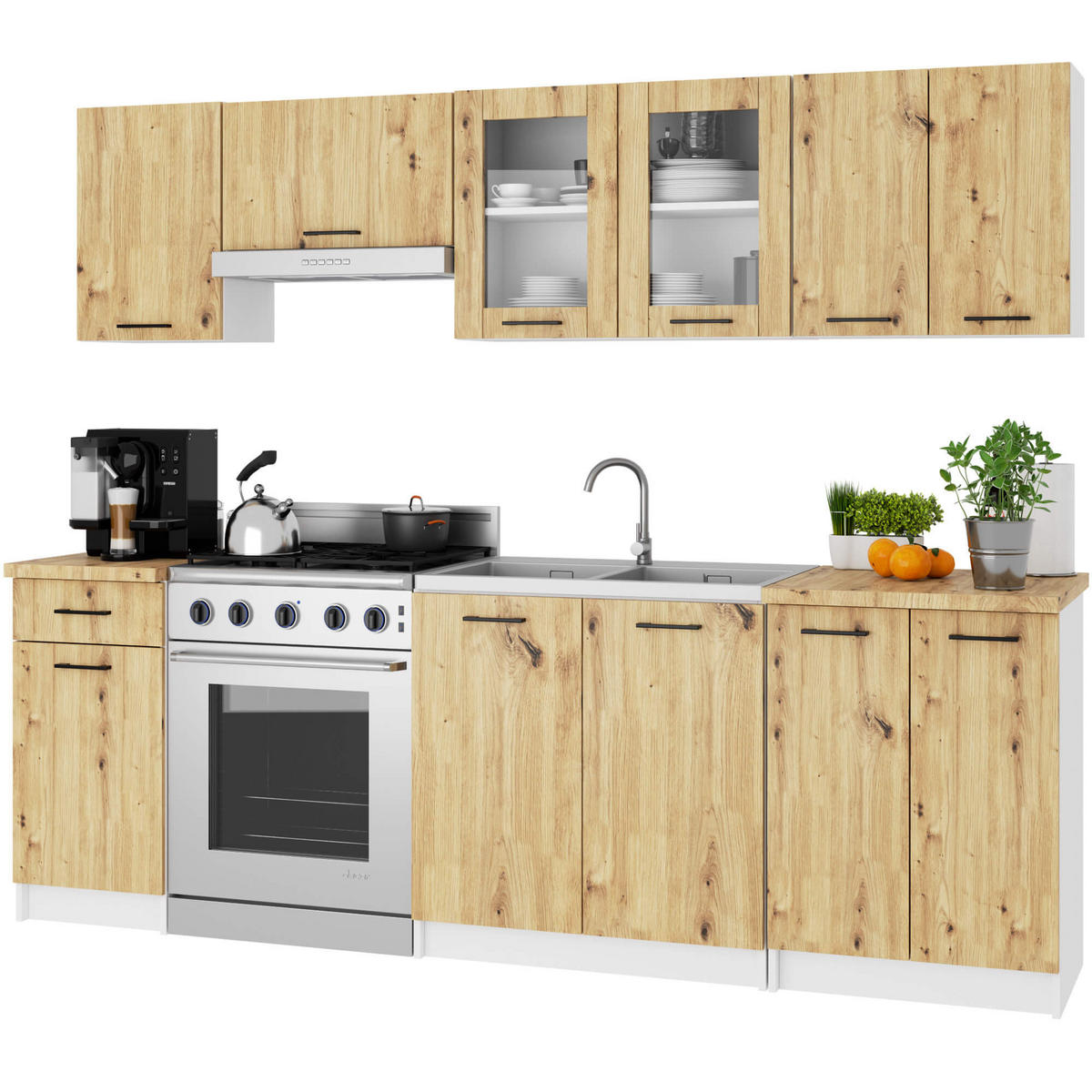 HÄNGESCHRANK Weiß, Eiche Artisan 58/80/30,5 - Weiß/Eiche Artisan, Holzwerkstoff (80/58/30cm) - RAUMHIRSCH FURNITURE