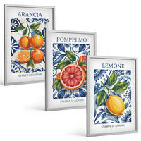 BILDER SET 3er Set - 40x60 cm Silberner Rahmen - Italienische Zitrus-Modeplakate - Silberfarben, Kunststoff (40/60cm) - TULUP