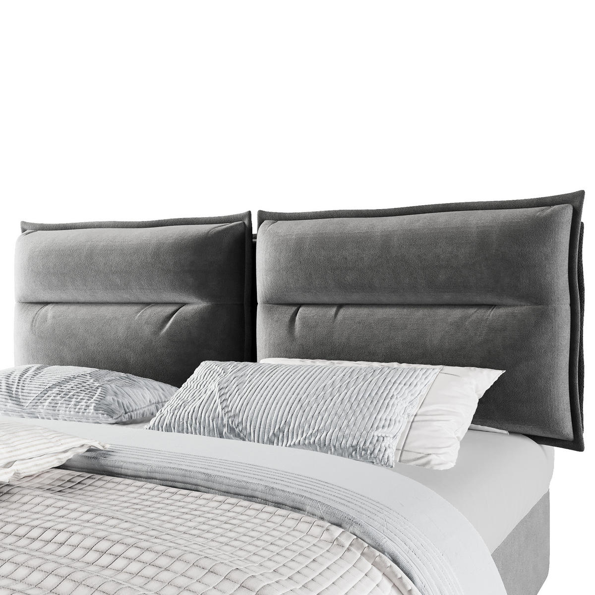 POLSTERBETT 140/200 mit Bettkasten, verstellbarem Kopfteil und Lattenrost in Grau - Grau, Holzwerkstoff/Textil (140/200cm) - EVRYAE